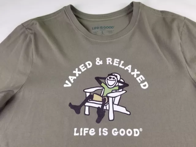Life is Good Shirt Men`s Size Large Short Sleeve Graphic Tee Vaxed & Relaxed