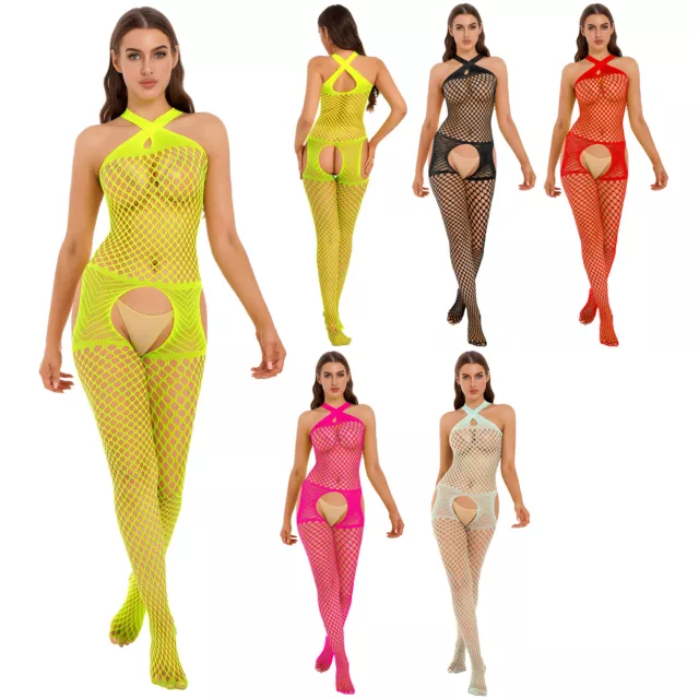 Women Bodysuit Sexy Lingerie Fishnet Body Stocking Babydoll Nightwear Sleepwear