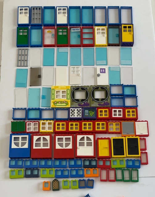 LEGO Door & Window Lot Multi Color CITY Town House 1x4x6 Panel Bulk Building