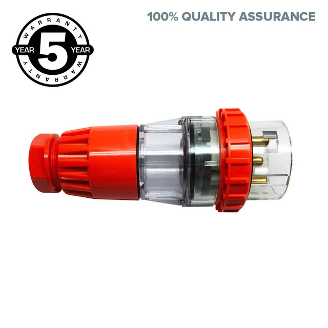 3 PIN 32A Amp 240V IP66 Weatherproof Male Straight Plug Single Phase ...