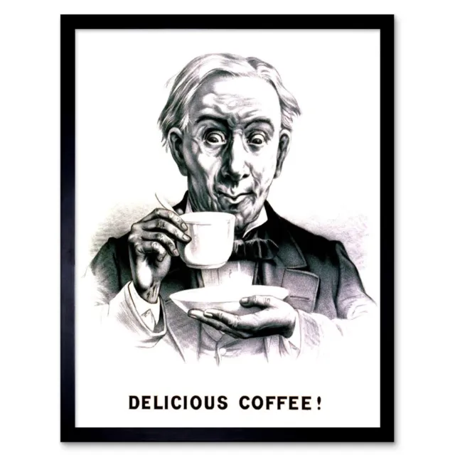 Vintage Advert Artwork Currier Ives Delicious Coffee 12X16 Inch Framed Art Print