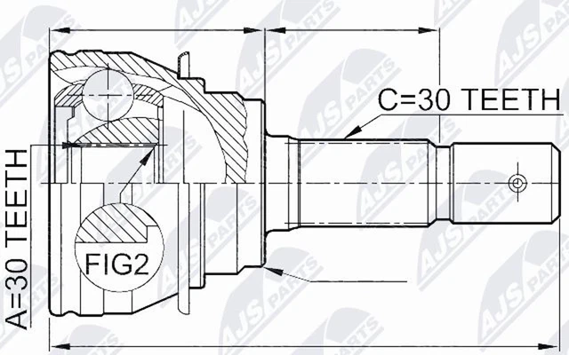 Kit giunto albero motore NTY NPZ-TY-020 per Toyota Land Cruiser anteriore sinistro