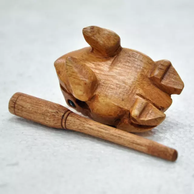 2Pcs  Wooden Frog Rasp Percussion Musical Instrument Tone Block Stick Supplies +