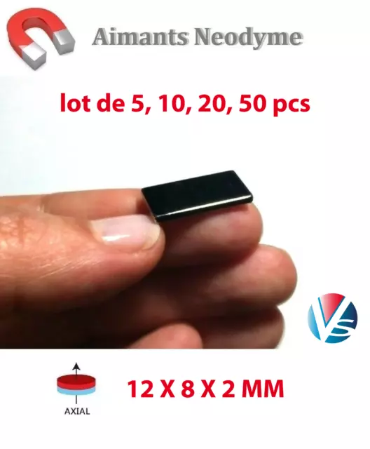 Lot aimant bloc 12x8x2 mm Très Puissant Neodyme N50 : Fixation, Magnet, Fimo..