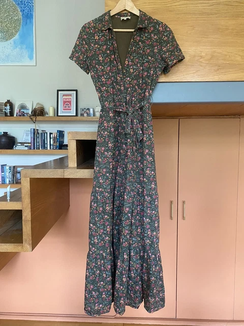 SEZANE DAUPHINE SHIRT Dress 38 UK10 Green Cotton Floral Women s Khaki Maxi Belt 40.00 PicClick UK