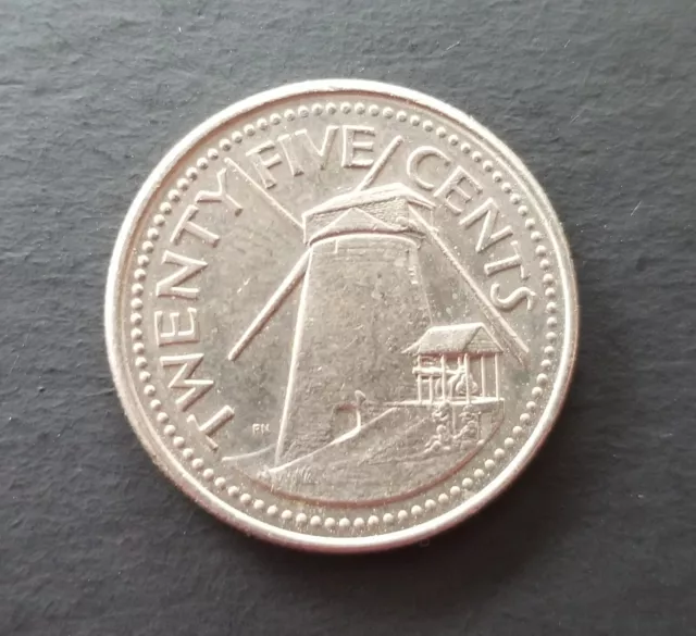 Barbados 1994 ~ 25 Cents Coin ~ KM# 13 ~ Sugar Mill