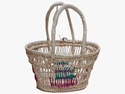 Handmade Straw Shoulder Market Shopping Beach Tote Basket Long Handles bag