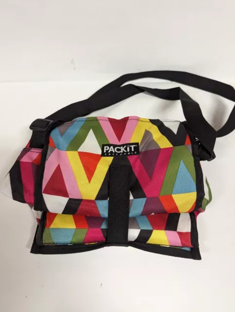 PACKIT Freezable Lunch Bag French Bull Collection Rainbow Chevron Design