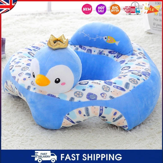 C- Cartoon Baby Arm Chair Antiskid No Filler for Children Gift (Crowned Penguin)
