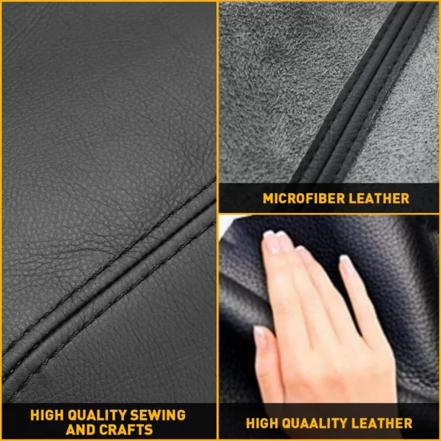 For 2011-2018 Ford Explorer Black Leather Console Lid Armrest Cover Black Stitch 3