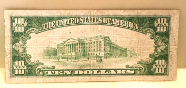 1934-A $10 United States Silver Certificate Blue Seal Fr 1702 High Serial 2