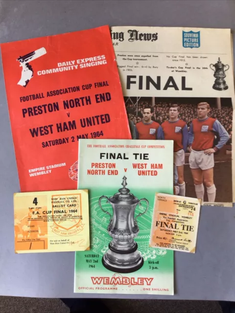 West Ham United v Preston North End 1964 FA Cup Final Programme / Ticket Etc