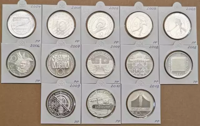 Italien 10 Euro Gedenkmünze Silber PP  (Wählen Sie zwischen: 2004 bis 2013)