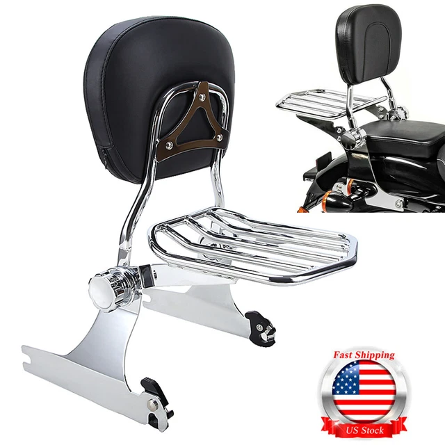 CHROME BACKREST SISSY Bar Luggage Rack For Harley Dyna Super Glide FXDC