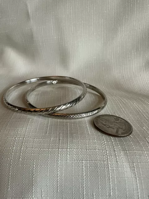 Two Stamped 925 Silver Stacker Bangles