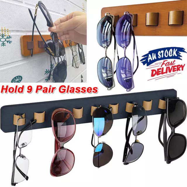 9 Pair Glasses Display Rack Stand Sunglasses Holder Eyeglasses Wooden Organizer