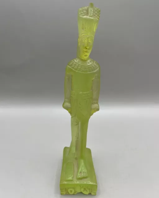 super rare ancient Egyptian green Amber statuette of a standing pharoah