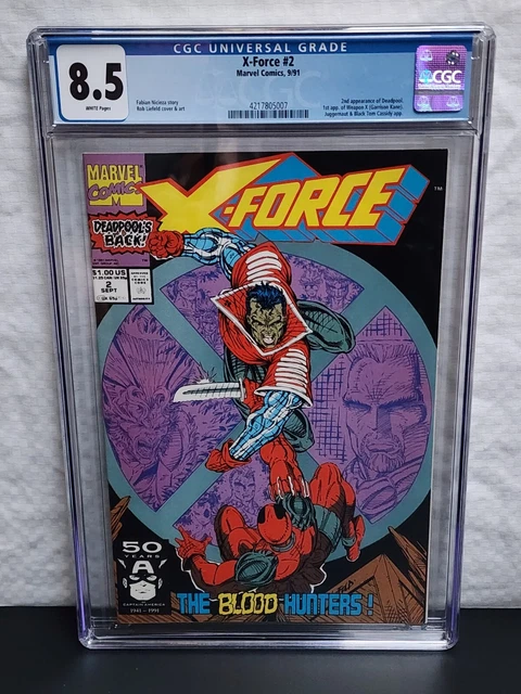 🔑🔥🔥🔥 X-Force #2 CGC 8.5 White Pages - 2nd Deadpool! Marvel 1991 CGC 805007