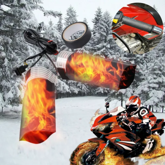 12V Universal Motorcycle ATV Heated Hand Grips Pad Handlebar Warm Cover Heater#