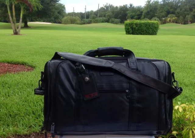 💼 Rare Tumi Alpha XXL Black Napa Leather 21" Carry On Expandable Duffle Bag EUC 3