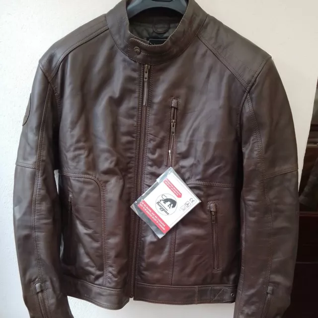 Furygan brown leather motorcycle jacket