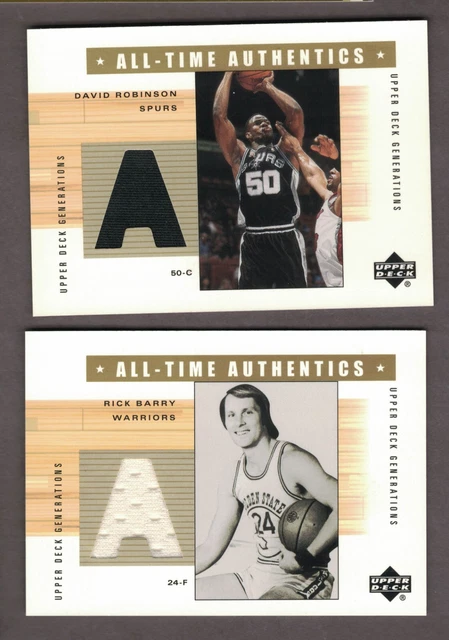 2002 Upper Deck All-Time Authentics  David Robinson Rick Barry Jersey Cards