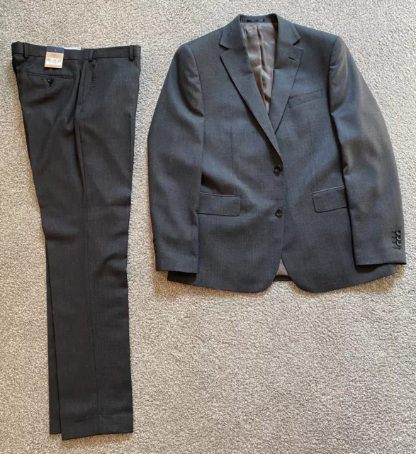 Charles Tyrwhitt Mens Slim Fit Wool Super 120 Suit 42L 36x34 NWT