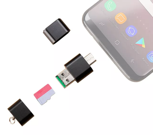 PEARL USB C Kartenleser: Mini-Cardreader & USB-Stick, für microSD(HC/XC) bis ...