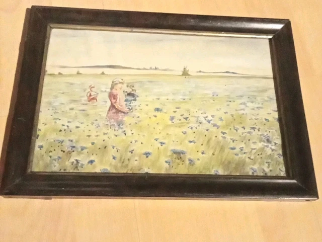 Aquarelle Originale 1917 "Die Langen Erlen" Signée Brenneisen - Paysage Suisse Basel - Format 28x25 Cm