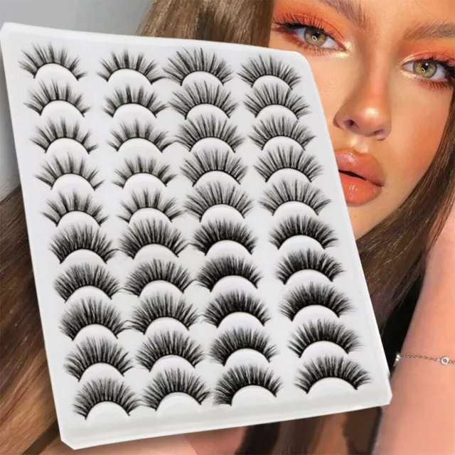 20Pair 3D Faux Mink False Eyelashes Wispy Cross Long Thick Soft Fake Eye Lashes