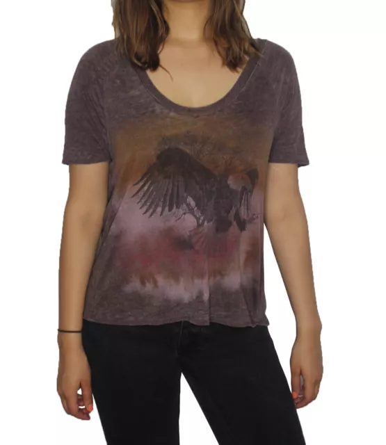 Eagle on a Boxy Burgundy Women T-shirt by Chaser Brand Boho Tee