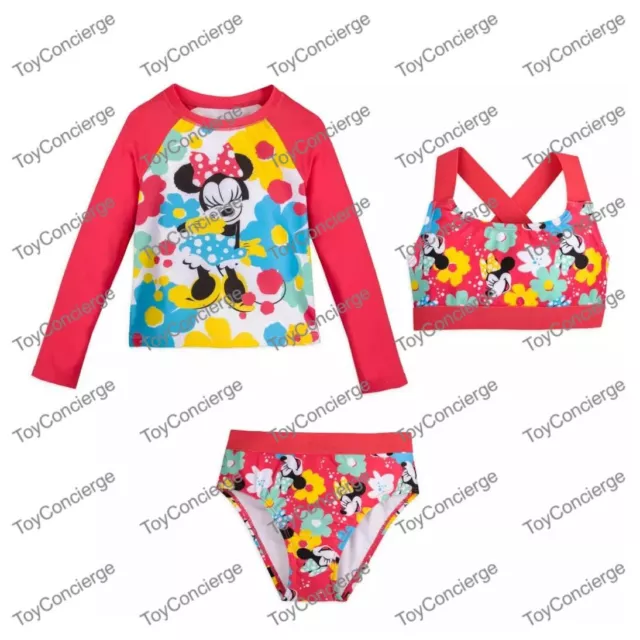 ^ DISNEY Store SWIMSUIT for GIRLS - MINNIE MOUSE DELUXE SET - SIZE 4 - NWT