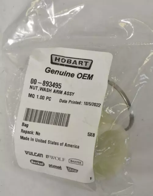 Hobart Nut Wash Arm Assembly Genuine OEM Replacement Part Unit 00-893495