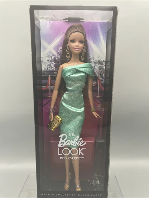 Mattel The Barbie Look Red Carpet Doll Green Dress, Brunette w/Rooted Lashes NIB