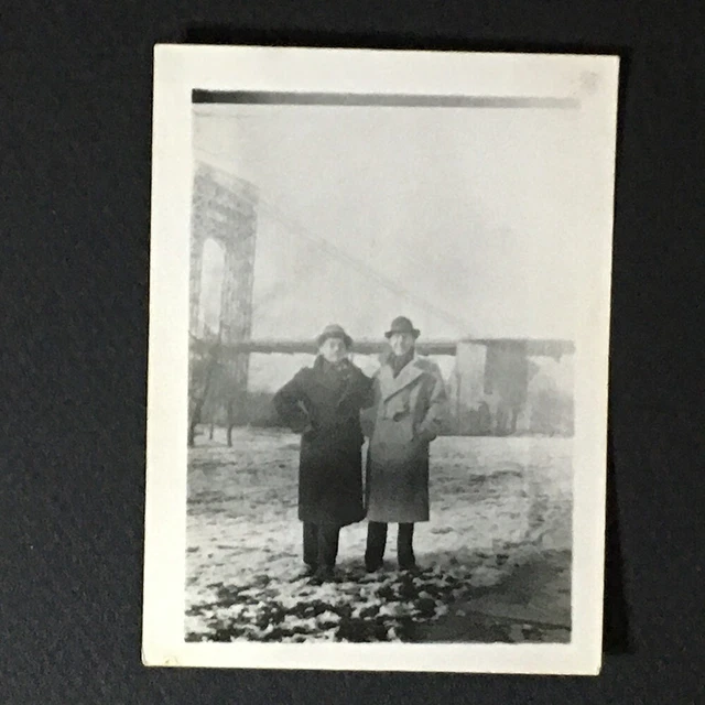 Vintage Original Photograph Two Men George Washington Bridge New York City 1950