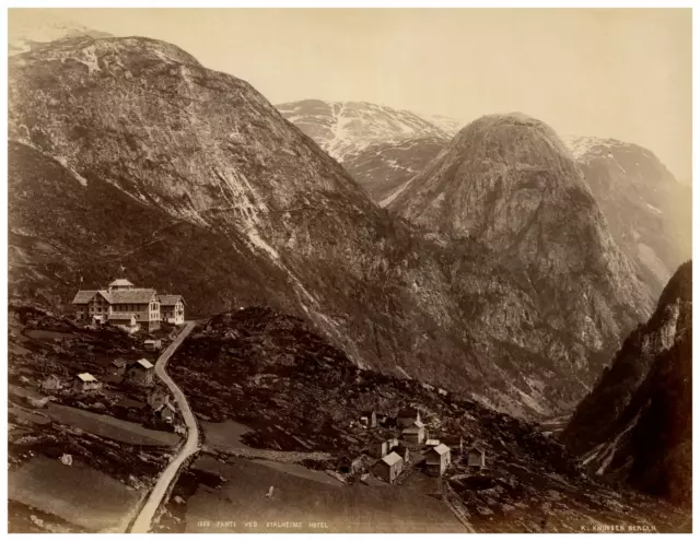 Knud Knudsen, Norge, Parti ved Stalheims Hotel Vintage albumen print Tirage al