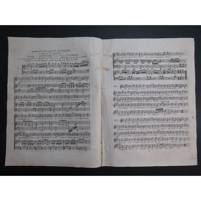 BOIELDIEU Adrien Romance de la Dot de Suzette Chant Harpe ca1820 3