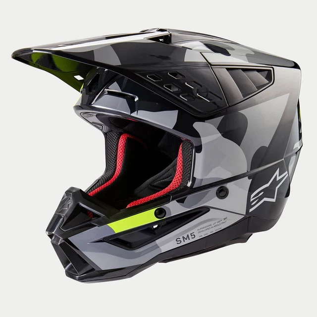 Alpinestars 2024 Supertech SM5 Rover 2 Grey Yellow Motocross Helmet MX Enduro