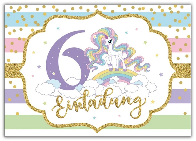 RXLITE Einladungskarten-Set Kindergeburtstag – Einhorn & Regenbogen Mit Kratzaufklebern (10 Stück)
