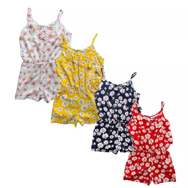 Kids Girls Floral Print Playsuit Jumpsuit Romper Summer Outfit Age Shorts 4-14