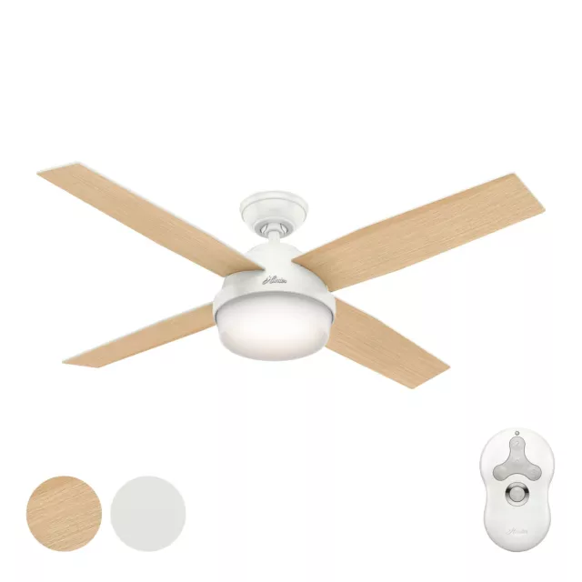 Hunter Fan 52 inch Contemporary Fresh White Ceiling Fan with Light Kit 4 Blades