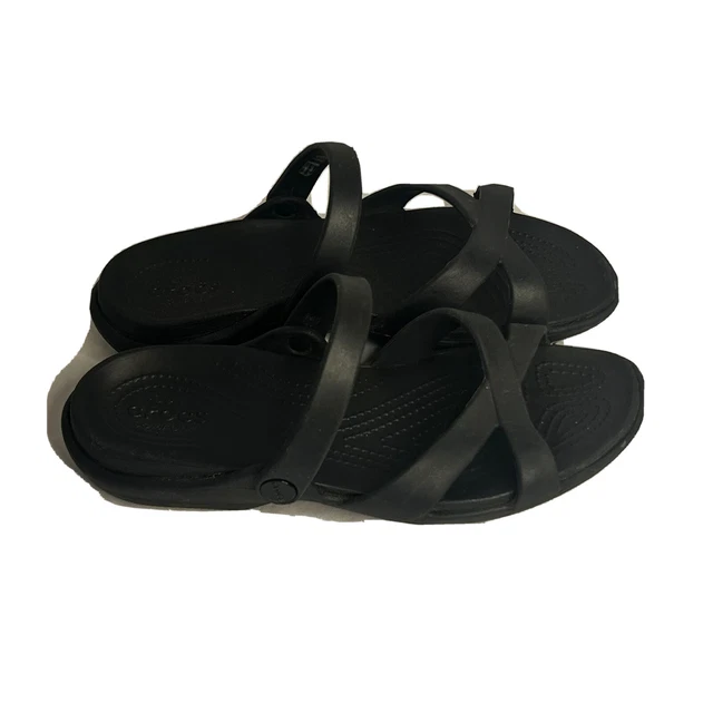 CROCS MELEEN 205472 Women s Size 11 Crossband Black Comfort
