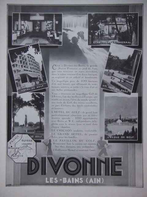 1933 Advertising Golf Hotel Divonne Les Bains Le Chicago Le Grand Hotel