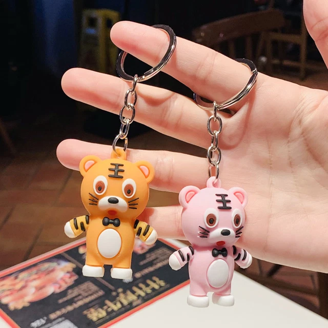 2pcs Cartoon Keychain Creative Gifts Lovely Animal Tiger Pendant Keychain