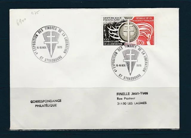 FRd li  env. expo des timbres de la libération croix Lorraine 67 Strasbourg 1975