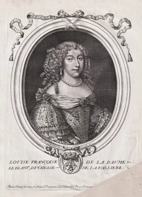 Louise de la Valiere mistress of Louis XIV Portrait Kupferstich engraving 1680