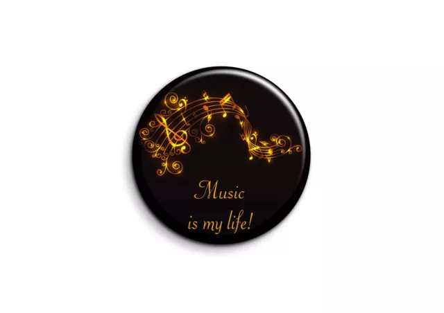 Badge Epingle 38mm Button Pin - Musique - Music is my life