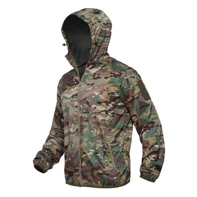 Mens Combat Lightweight Coats Casual Hooded Camo Windbreaker Tactical Quick Dry