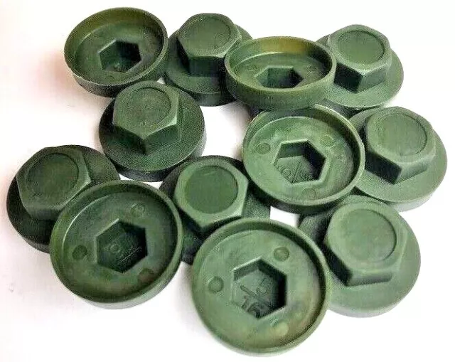 HEX SCREW COVER CAPS TO FIT 8mm TEK SCREWS WITH 16 / 19MM WASHER JUNIPER GREEN