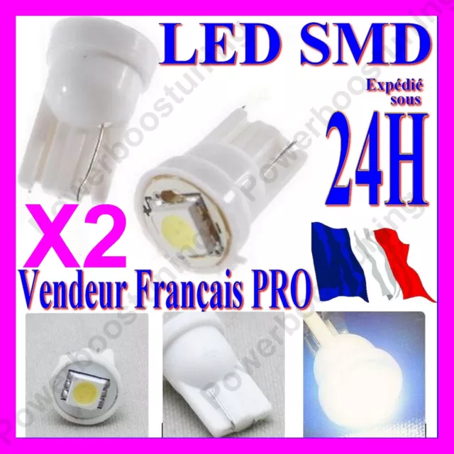 2 Ampoule A 1 Led W5W T10 Smd Lampe Phare Feux De Position Veilleuse Blanc Xenon